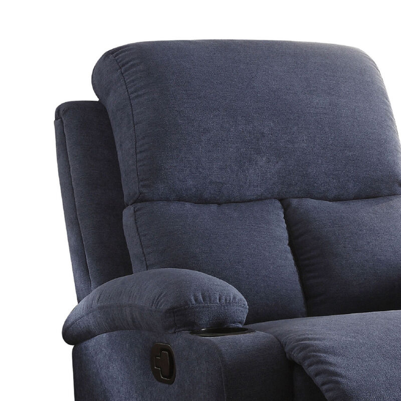 Rosia Comfy Recliner , Blue Linen-Benzara