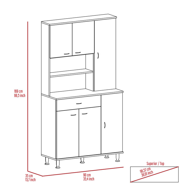 Tigard 1-Shelf 1-Drawer Pantry Cabinet Black Wengue
