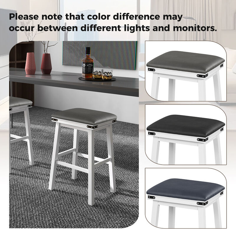 Set of 2 24/30 Inch Dining Bar Stool with Acacia Wood Frame-30 inches