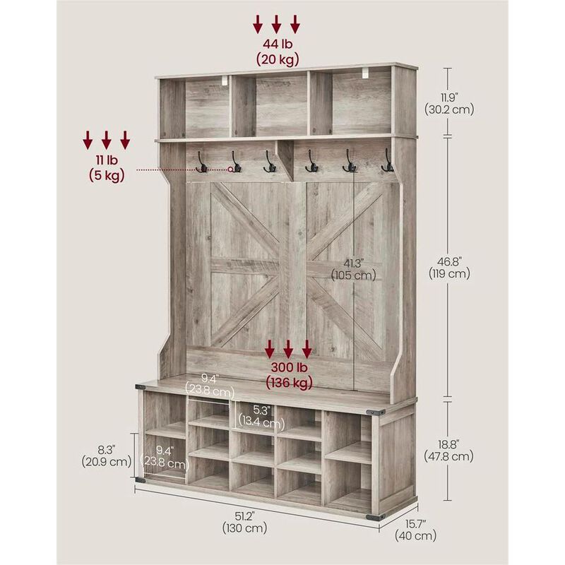 Hall Tree with Bench and Shoe Storage