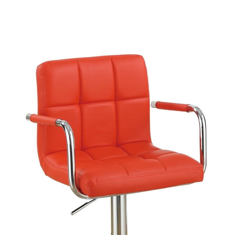 Set of 2 Contemporary Style Faux Leather Barstools