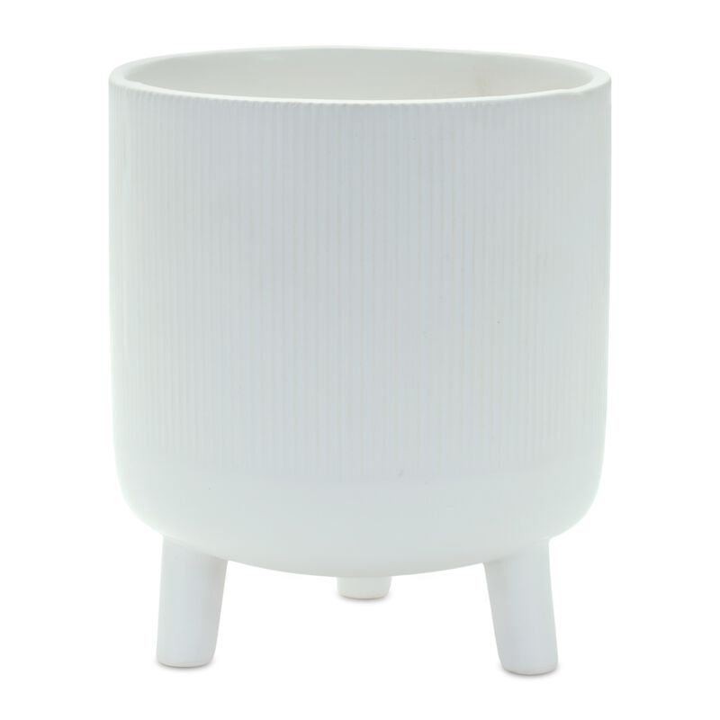 Ribbed Stone Footed Planter for Elegant Indoor and Outdoor Décor