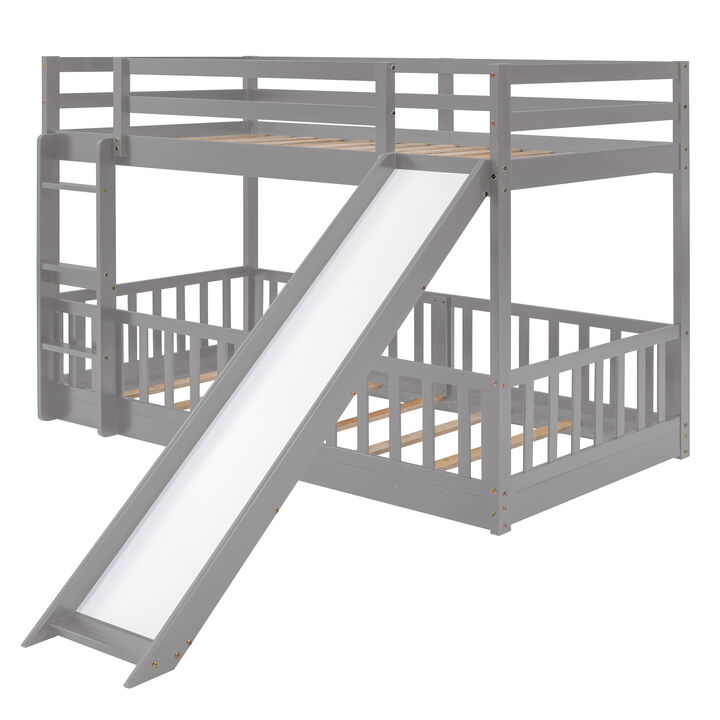 Merax Twin Over Twin Bunk Bed with Slide and Ladder