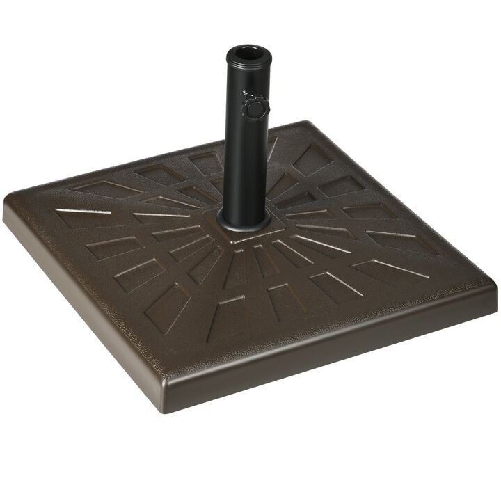 Brown Umbrella Base: 42lbs 20" Square Resin Stand for 1.26", 1.5", 1.9" Poles