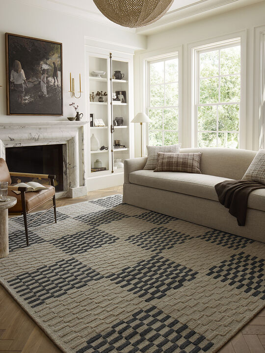 Bradley BRL-01 Beige / Midnight 18" x 18" Sample Rug by Chris Loves Julia