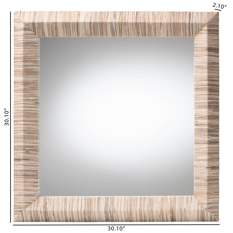 bali & pari Adino Bohemian Woven Natural Grasscloth Square Accent Mirror