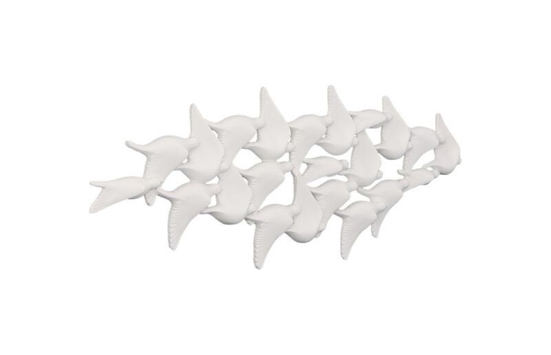Flock of Birds Wall Art in Matte White