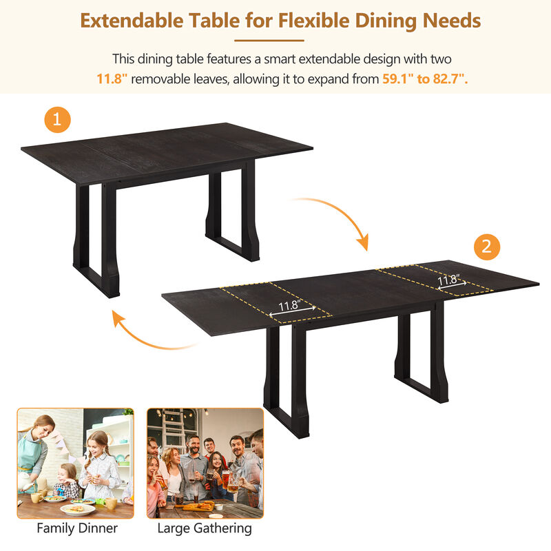 Merax Modern 6-Piece Extendable Dining Table Chairs Bench Set