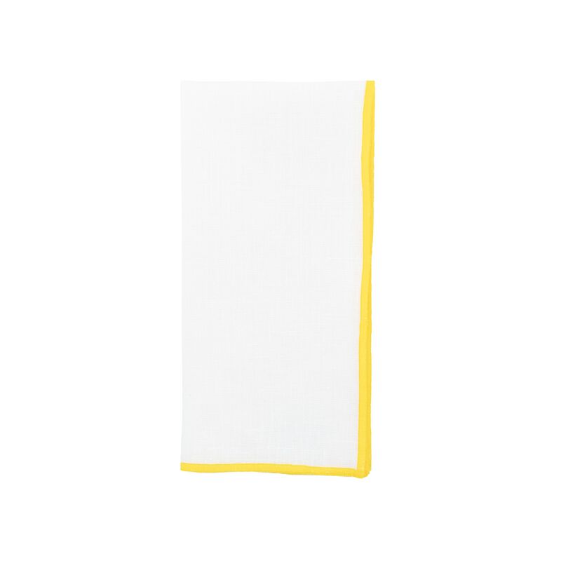 Linen Napkins With Yellow Stitch Edges, Set of 4