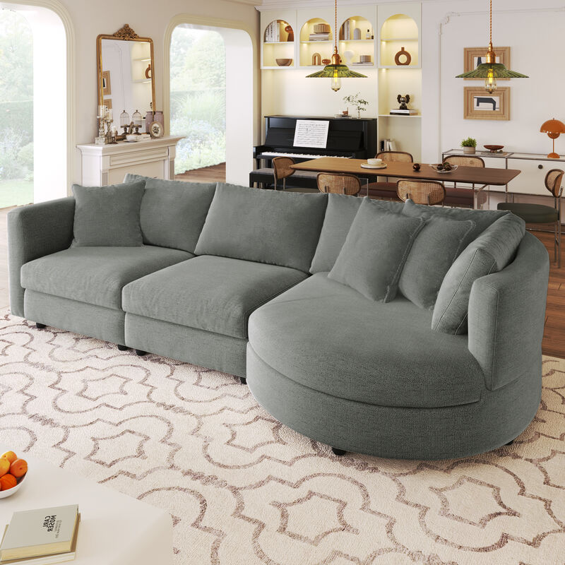 Merax Modern Fabric Sofa with Three Pillows