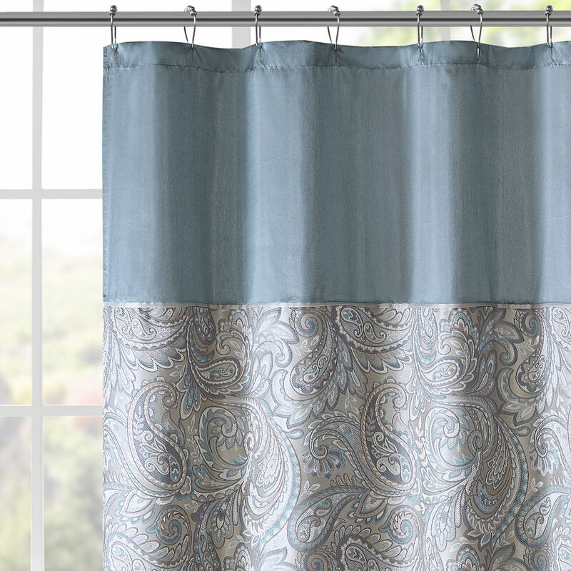 Gracie Mills Thornton Traditional Paisley Jacquard Shower Curtain