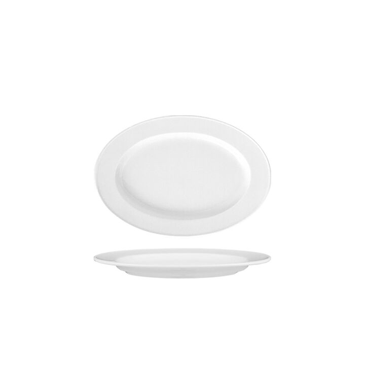 Porcelain Delta 9.5" x 6.75" x h:1" Oval White Porcelain Platter (Set of 2)