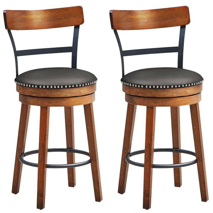 Set of 2 30.5/25.5 Inch Swivel Pub Height Bar Stool