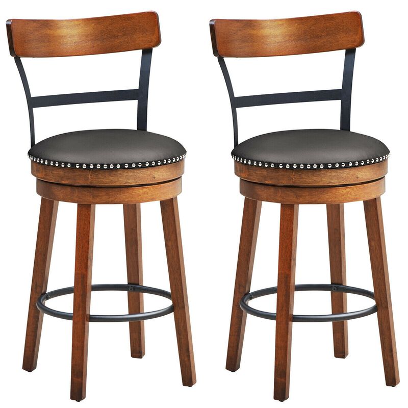 Set of 2 30.5/25.5 Inch Swivel Pub Height Bar Stool