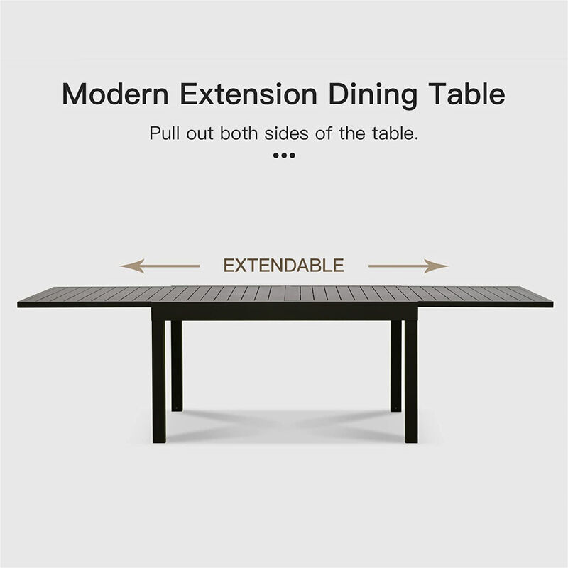 Extendable Aluminum Patio Dining Table, 53"-106" Rectangular, Dark-Brown
