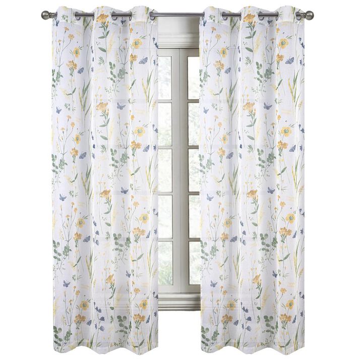 RT Designers Collection Kelce Doily Grommet Light Filtering Window Curtains for Bedroom 54" x 90" Gold