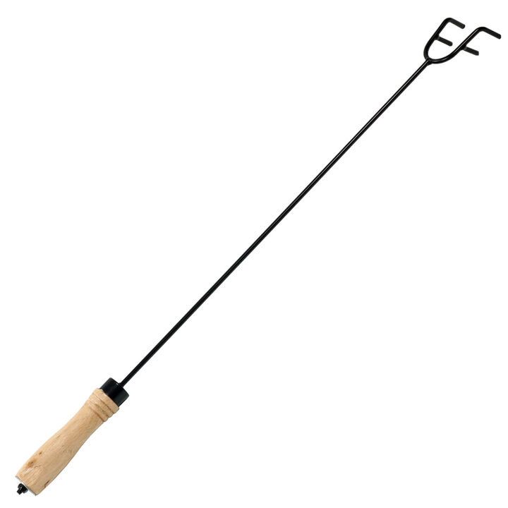 Sunnydaze 26 in Steel Outdoor Fire Pit Poker with Hook and Wooden Handle