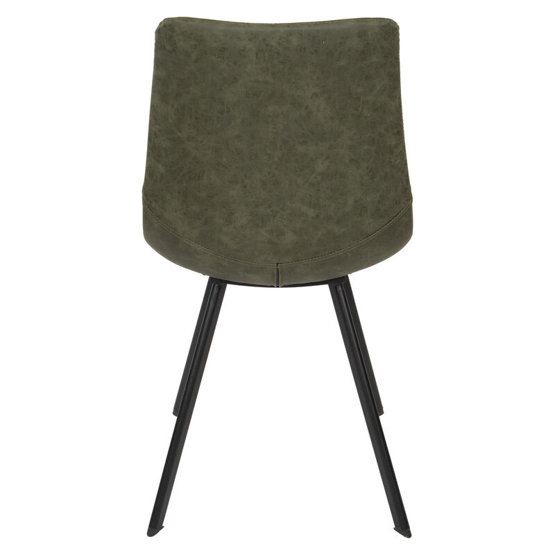 LeisureMod Markley Leather Dining Chair With Metal Legs in Light Brown Set of 2