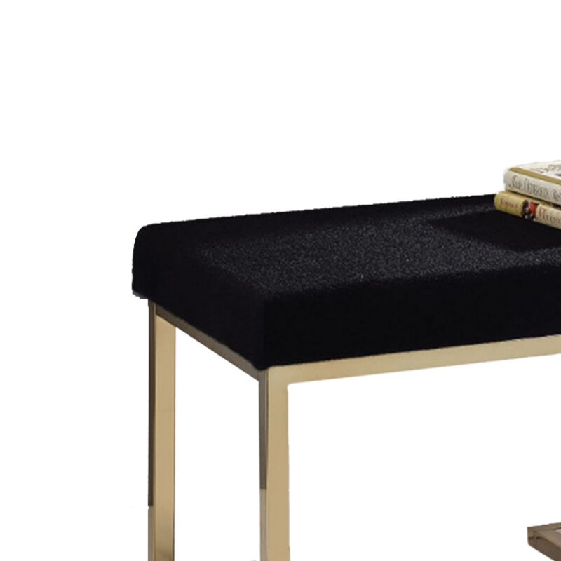 Astonishing Ottoman, Black Fabric & Gold-Benzara