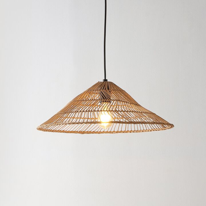 Nova Farmhouse Coastal Rattan LED Pendant