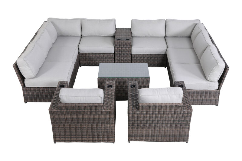 Living Source International Rattan Wicker Fully Assembled 8 - Person Seating Group with Cushions New