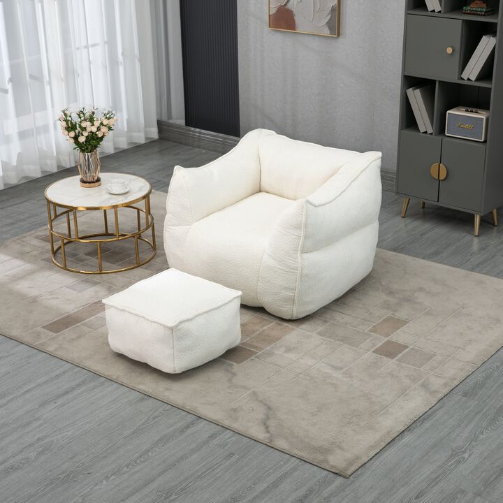 Mondawe Beanbag Chair Lazy Sofa with Footstool Comfort Lounger High Back Bean Bag Couch