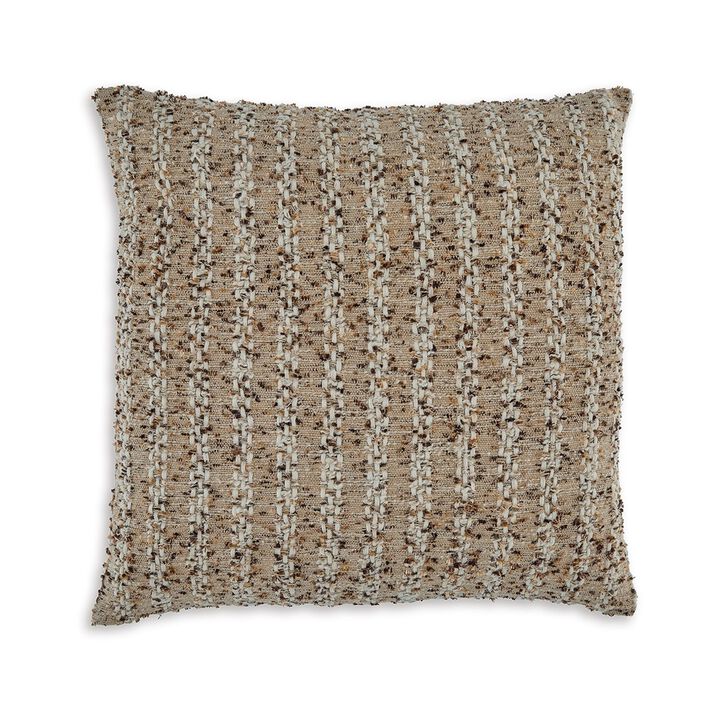 Lany 22 Inch Accent Pillow Set of 4, Woven Striped Design, Zipper, Brown -