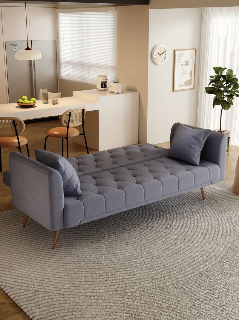 Merax Velvet Fabric Convertible Loveseat Sofa