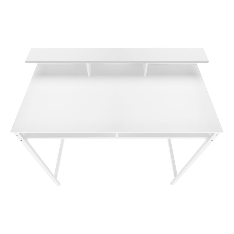 Monarch Specialties I 7701 Computer Desk, Home Office, Standing, Storage Shelves, 48"L, Work, Laptop, Metal, Laminate, White, Contemporary, Modern