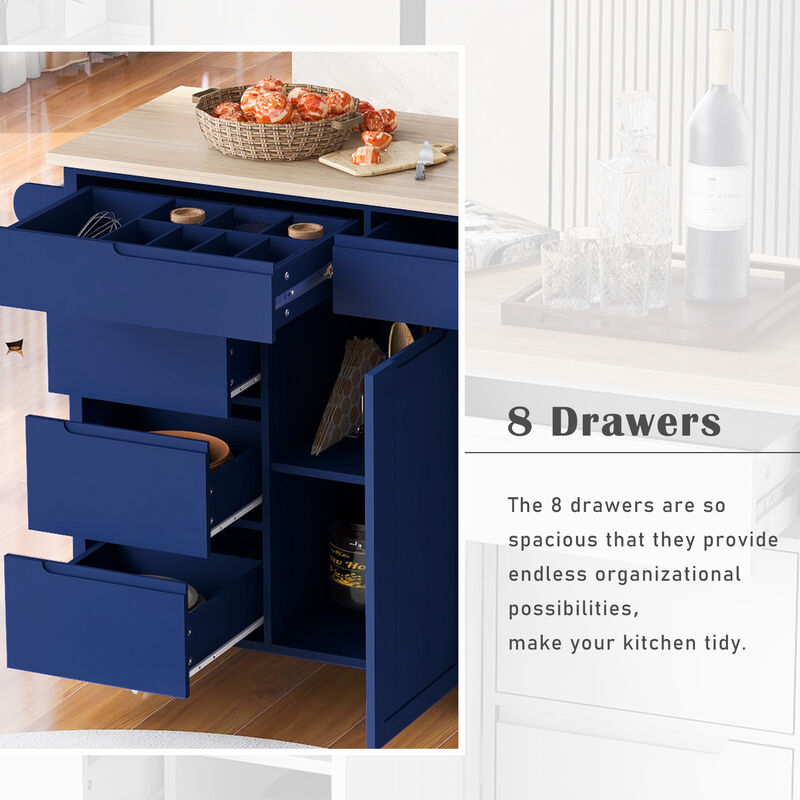 Merax Kitchen Cart with Rubber Wood Countertop