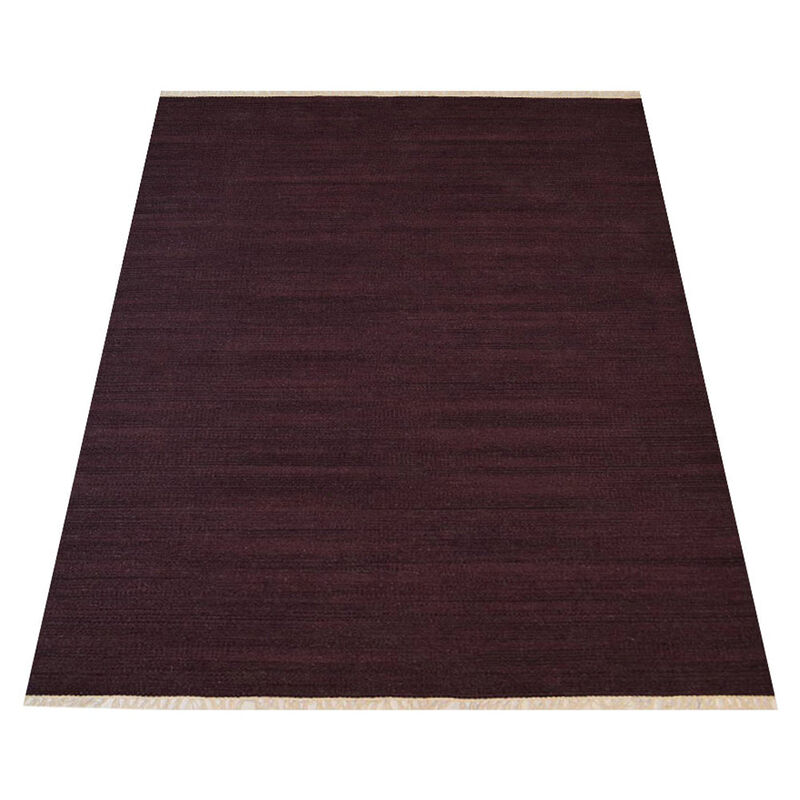 RUGSOTIC CARPETS HAND WOVEN FLAT WEAVE KILIM WOOL ECO-FRIENDLY AREA RUGS  - 3'x5', Rectangle Shape, Plum Color, Solid Plain Design, Low Pile  Handmade Area Rugs for Living Room, Bed Room (D00111)