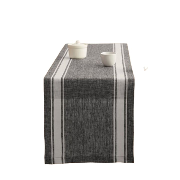 Solino Home 100% Pure Linen Table Runner | Farmhouse Stripe
