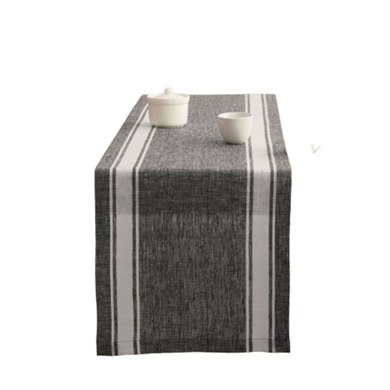 Solino Home 100% Pure Linen Table Runner | Farmhouse Stripe
