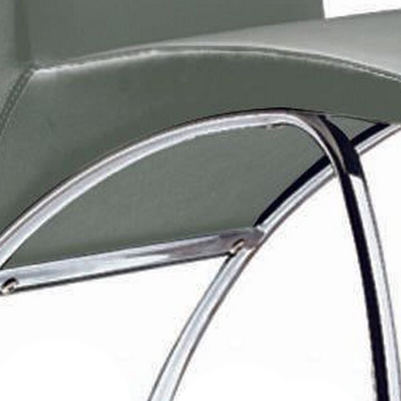 Cai 17 Inch Accent Chair, Set of 2, Chrome Legs, Vegan Faux Leather, Gray - Benzara