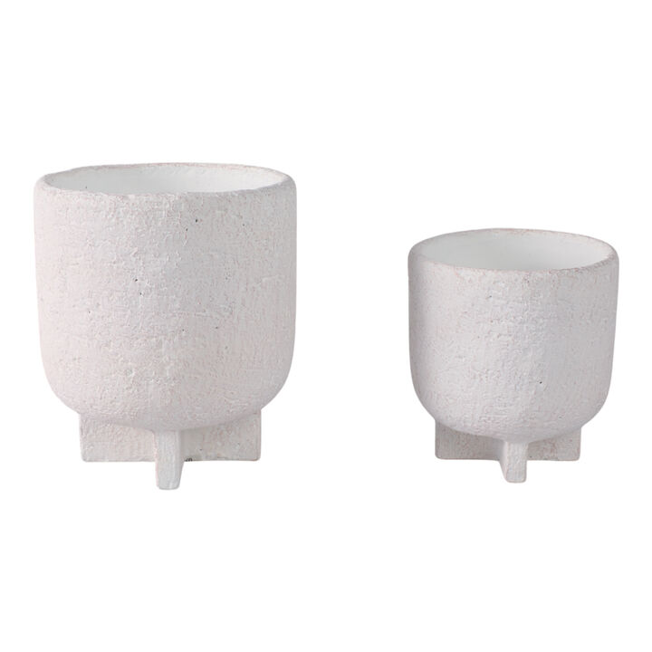 Modern Footed Planters, White