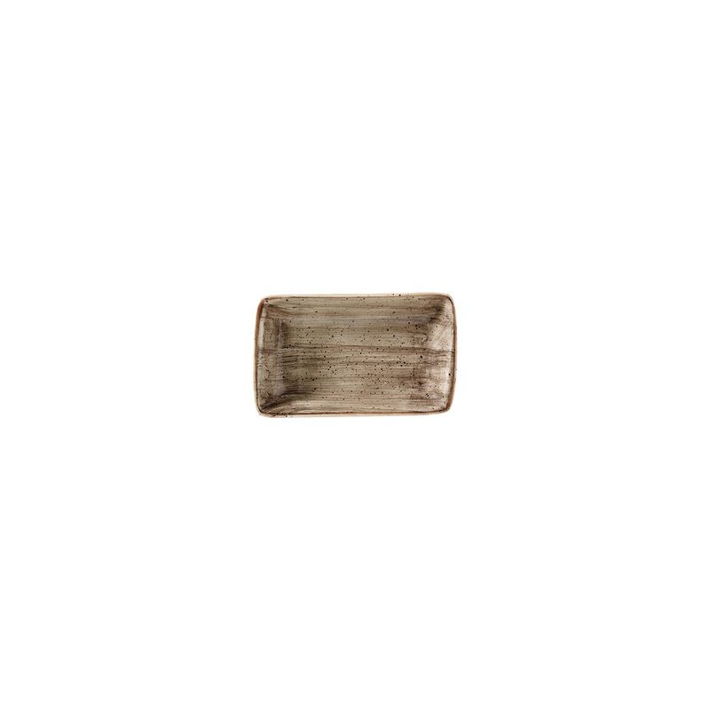 Terrain 6" x 3.75" x h:1.25" 6 oz. Rectangular Brown Porcelain Deep Plate (Set of 2)