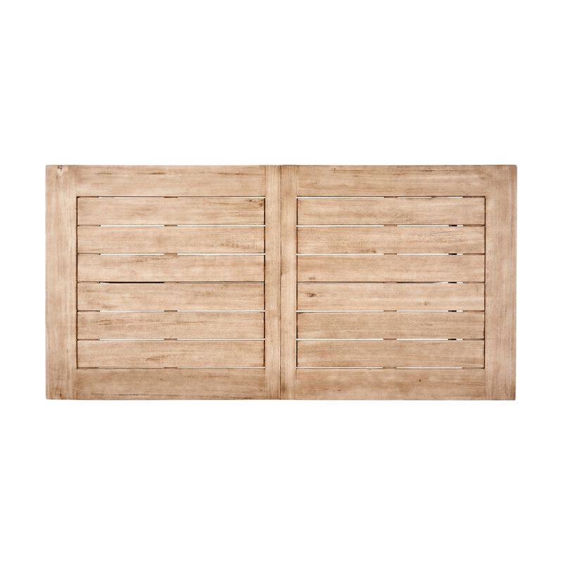 Wren Outdoor Dining Table, Rectangular 71 Inch, Brown and Black Wood - Benzara