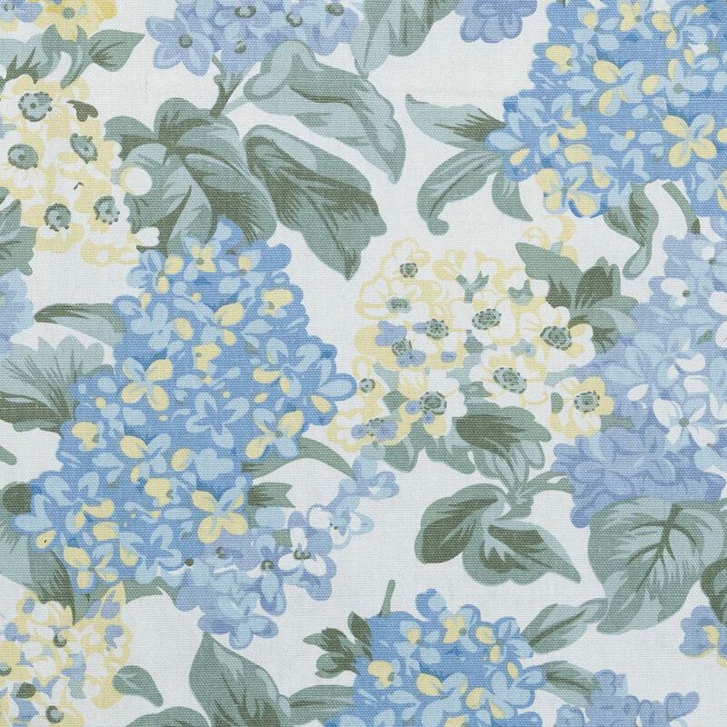 Ellis Hydrangea Classic Pattern Printed 1.5" Rod Pocket Window Tailored Pair with Ties 68"x63" Blue