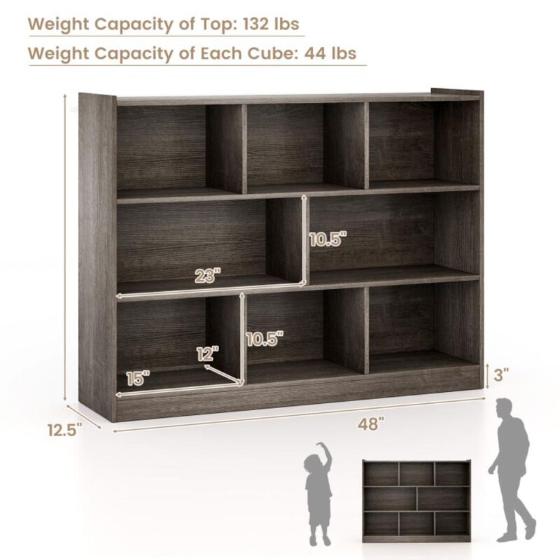 Hivvago 3-Tier Open Bookcase 8-Cube Floor Standing Storage Shelves Display Cabinet