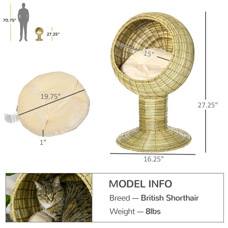 Yellow Cat Furniture: Elevated Condo Pod with Stand & Cushion