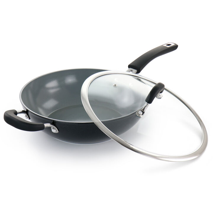 Kenmore Arlington 11 Inch Nonstick Aluminum Wok in Black Diamond