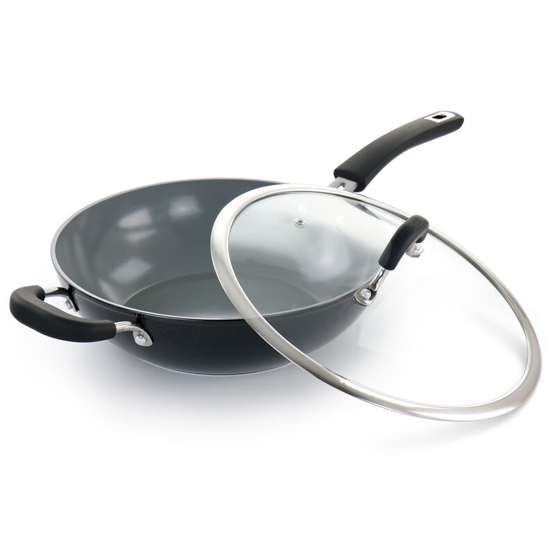 Kenmore Arlington 11 Inch Nonstick Aluminum Wok in Black Diamond
