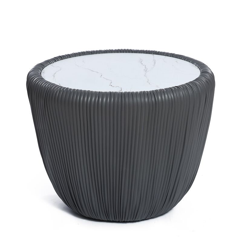 LuxenHome 15.8" H White Round Side Table