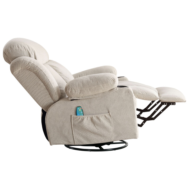 39.76 in. W Velvet Recliner with Rocking, Remote Control, Tufted and Storage