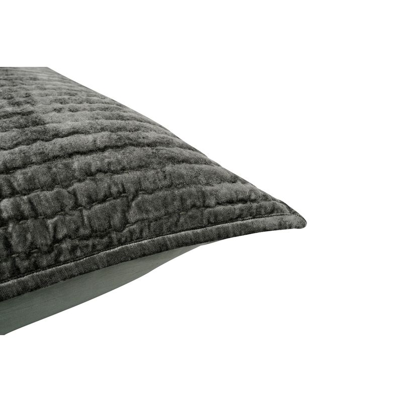 Lipa 20 x 26 Hand Stitched Standard Pillow Sham, Velvet, Quilted-Benzara