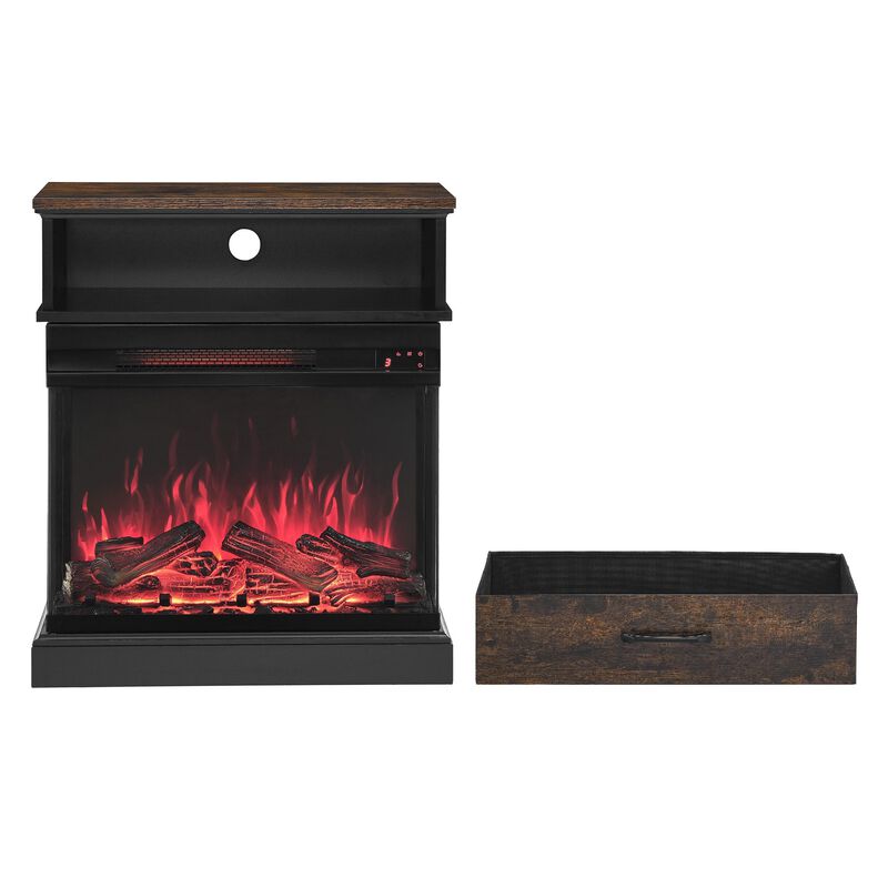 MONDAWE 25 Inch Stand Side Table With  3-Sided glass Electric Fireplace
