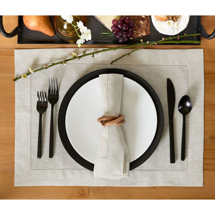 Solino Home 100% Pure Linen Dinner Napkins 20 x 20 Inch Set of 6 | Classic Hemstitch