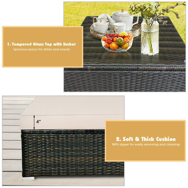 Hivvago 5 Pieces Outdoor Patio Rattan Furniture Set With Cushions