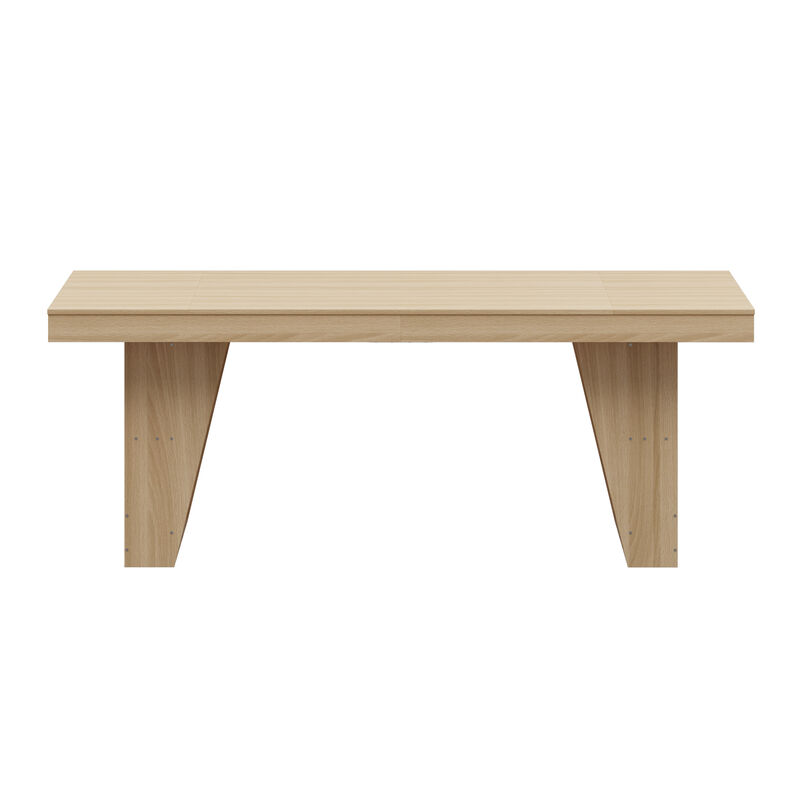 FUFU&GAGA Modern Wood Grain Office Desk with Storage Shelf, 2-Meter Length (78.7" W x 39.4" D x 29.6" H), Wood Grain Finish