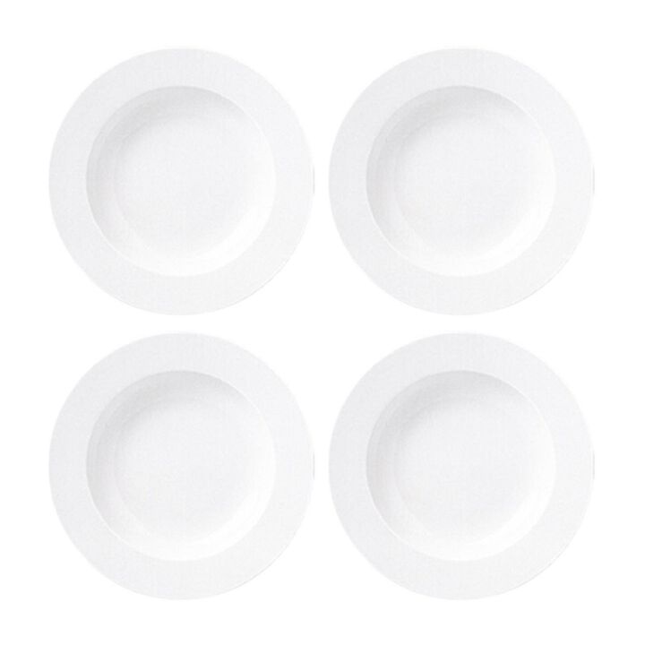 Porcelain Delta dia.10" h:2" 10 oz. Round White Porcelain Bowl (Set of 4)